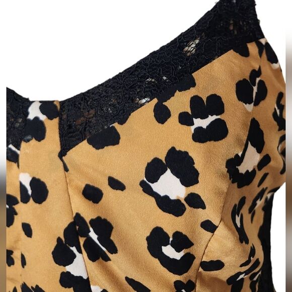 Thakoon‎ Dress Corset Leopard Animal Print A-Line Midi Lace Black Tan Flowy 4 - Picture 9 of 16